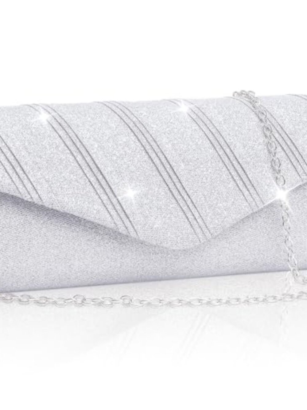 Glitter Envelope Clutch Evening Handbag with Detachable Chain Strap